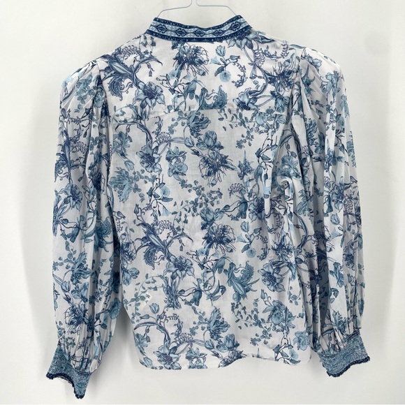 ALICE + OLIVIA APRIL PLEATED LUXURY OLD MONEY CLASSIC FEM BLOUSON SLEEVE TOP - Picture 9 of 12